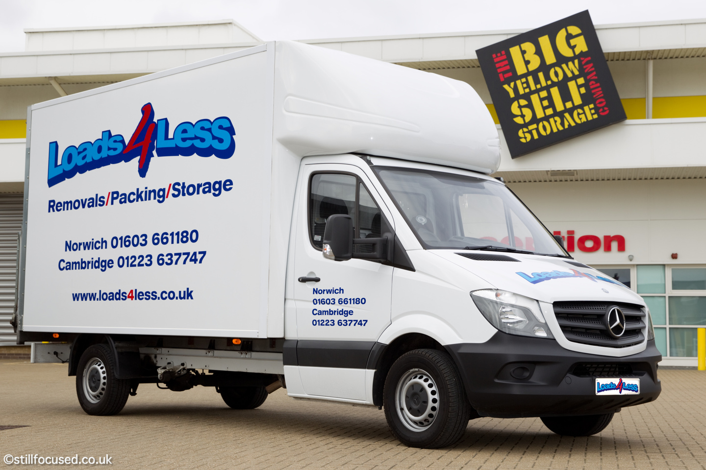 Landscape image of Loads4Less luton removals vehicle.