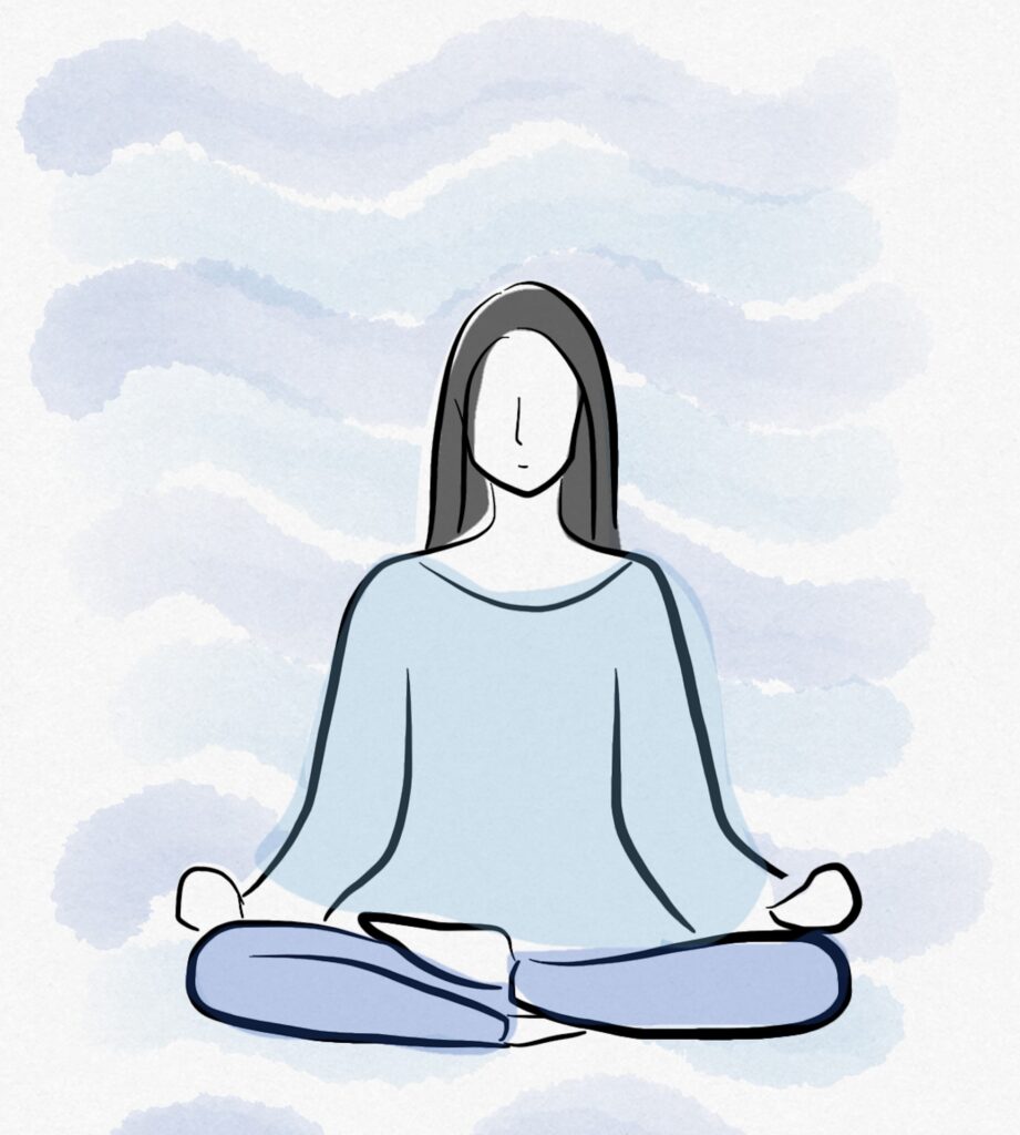 Moving can be stressful. Person meditating.