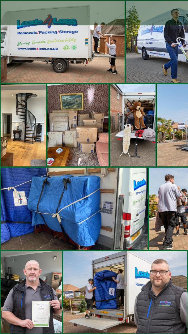 Small collage of removals tasks in a portrait style.